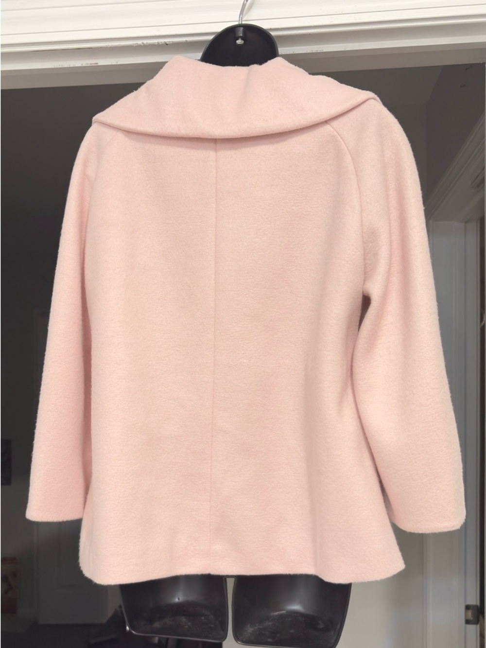 DUEPERDUE Blush Pink Felt Cape Jacket β Size 10 | Mod Collar Statement Coat - Picture 3 of 5